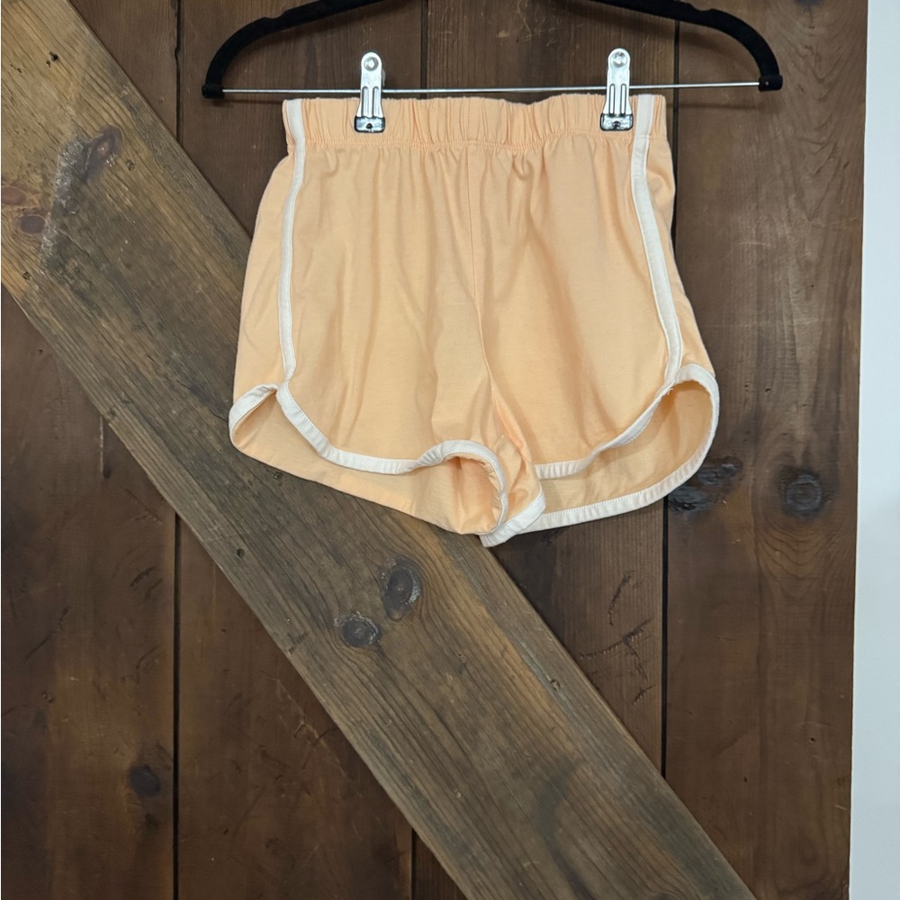 4/$12 Wound Up Coral Athletic Shorts with Ivory Trim